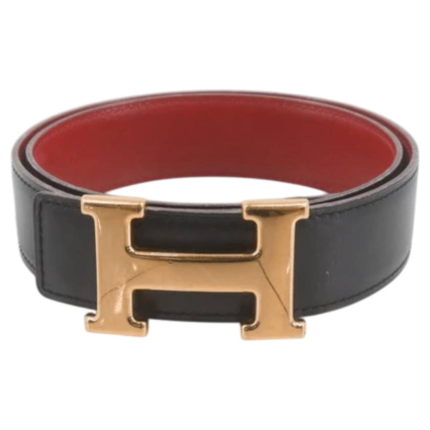 Hermes Box Togo H Belt 95 Black Rouge Casaque-18001479241