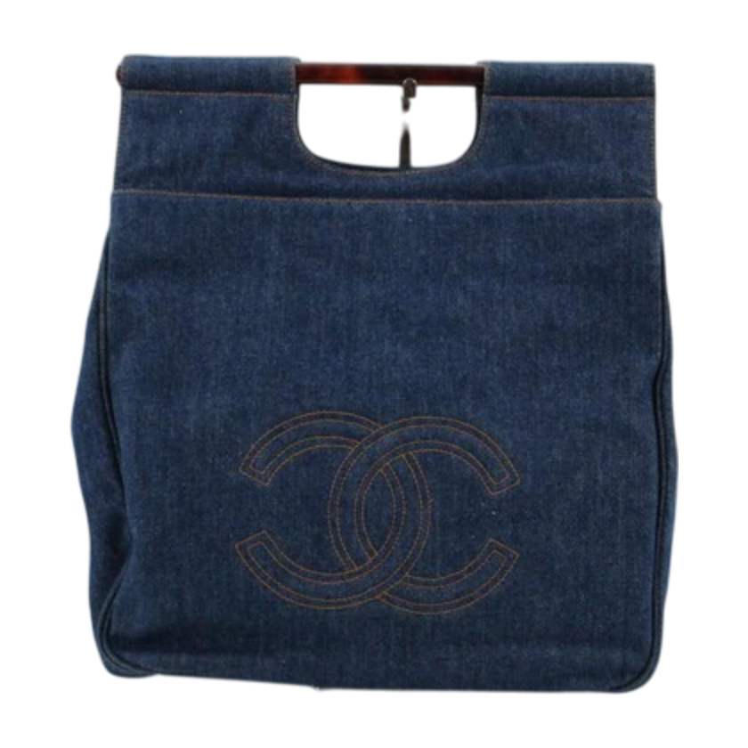 Chanel Coco Mark Denim Plastic Handbag Mini Tote Bag Brown-18001496105
