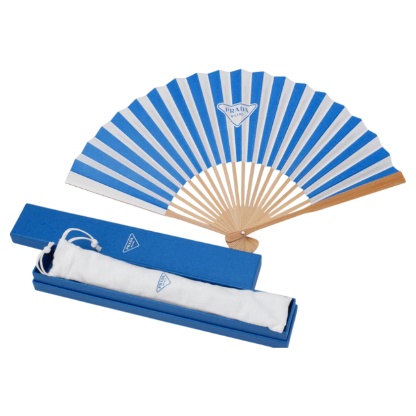 Prada Blue Logo Print Fan-9625472589