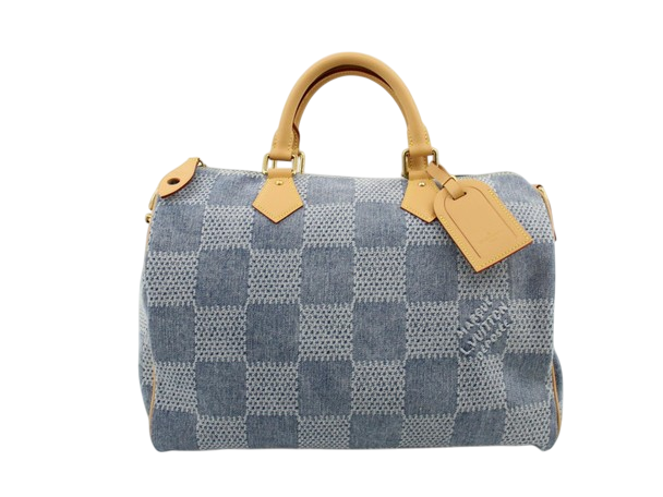 Louis Vuitton Damier Denim 3D Speedy Bandouliere 40 Bleu-18060694398