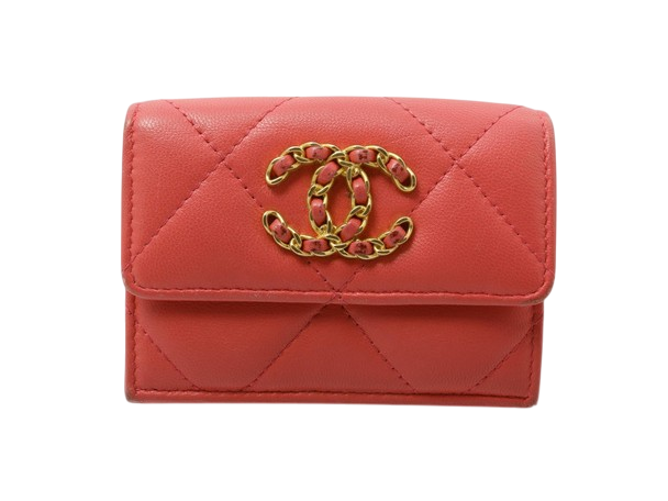 Chanel 19 Small Flap Wallet pink leather-18338117126