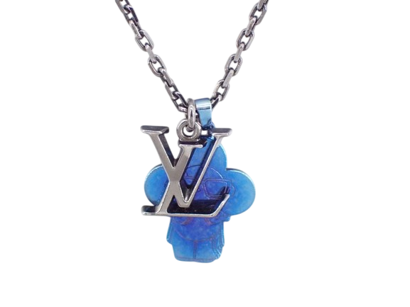Louis Vuitton Chain LV Printed Initials Necklace Silver-18161643185
