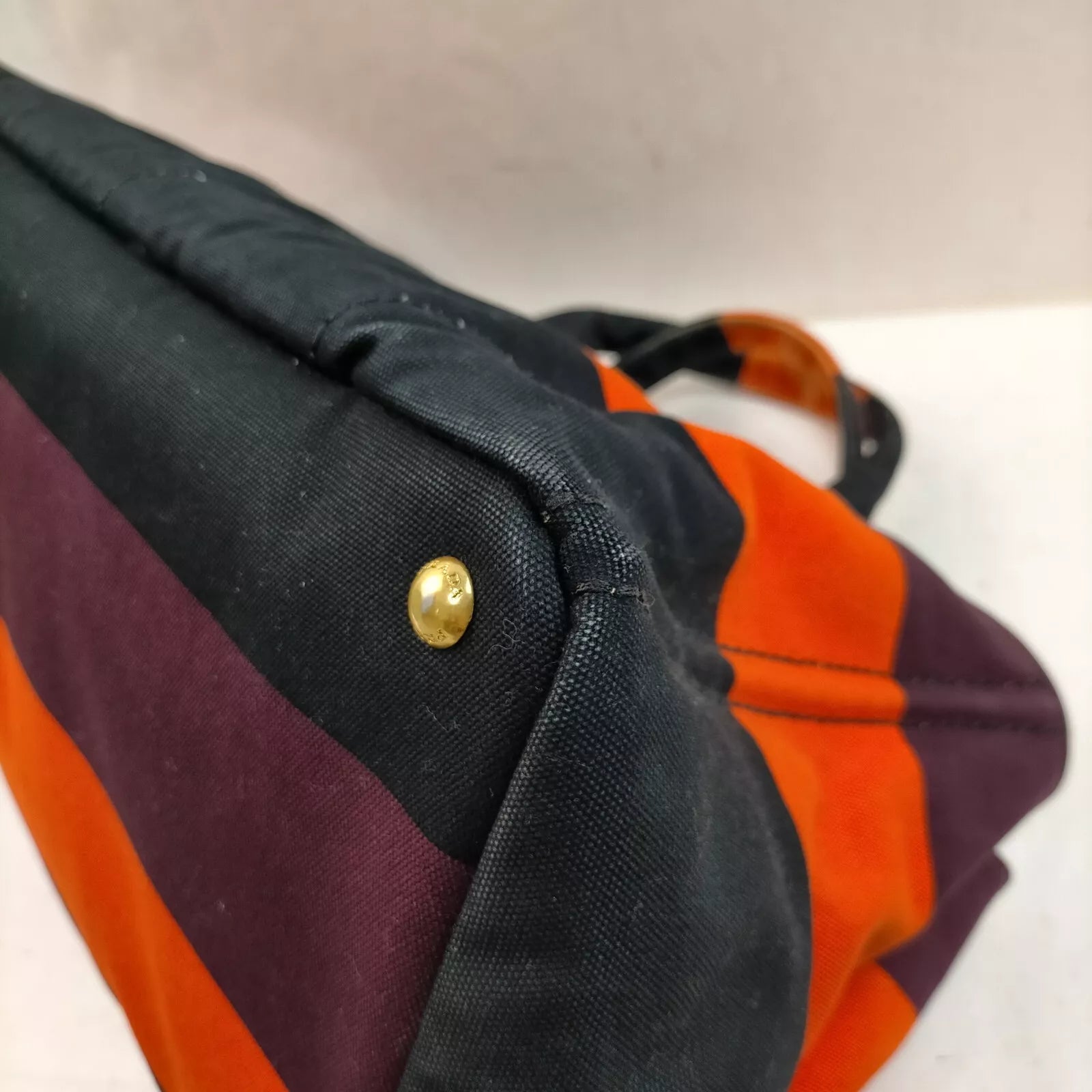 Hermès Cabas Canvas Striped Hand Bag