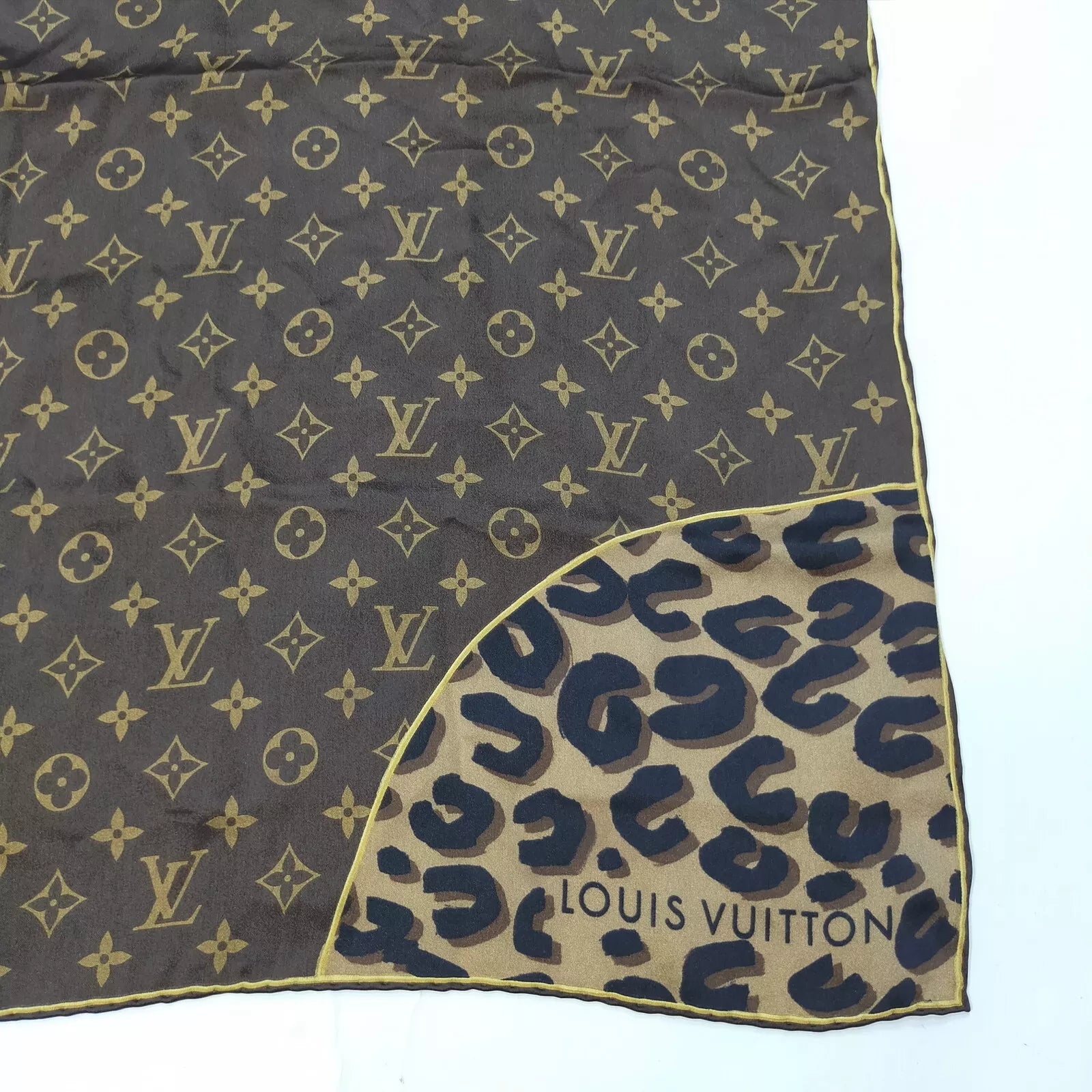 Louis Vuitton Monogram Leopard Print Silk Scarf