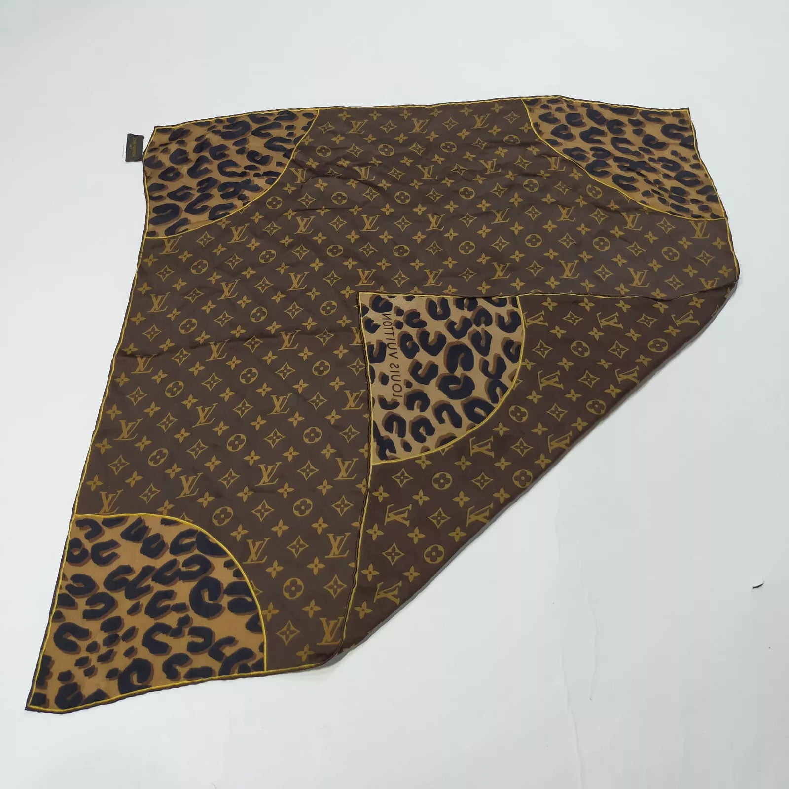 Louis Vuitton Monogram Leopard Print Silk Scarf