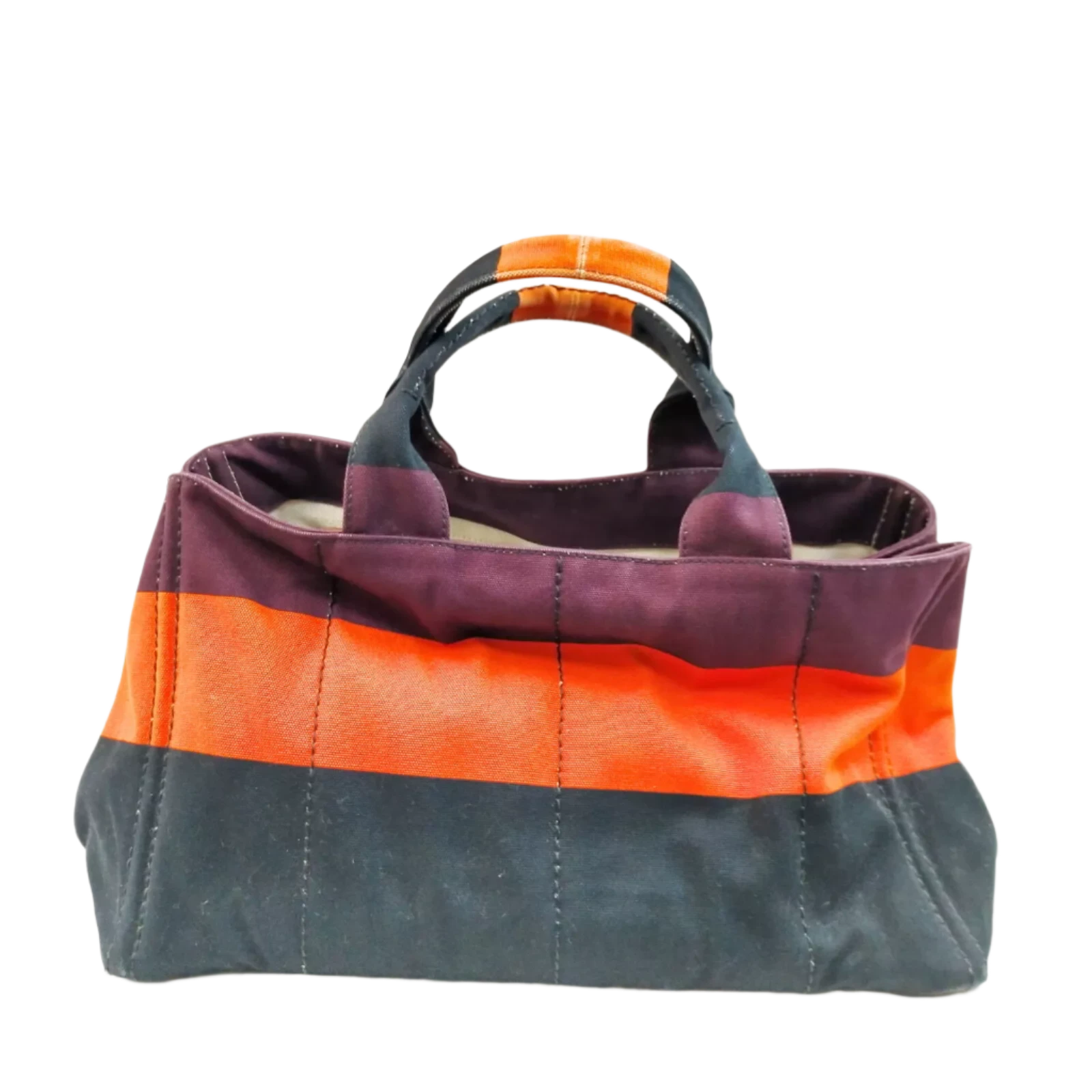 Hermès Cabas Canvas Striped Hand Bag